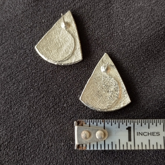 Silver Triangle Stud Earrings - Picture 6 of 6